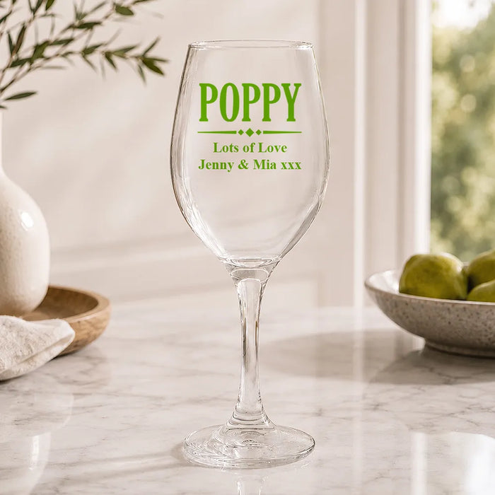 Poppy Coloured Wine Glass