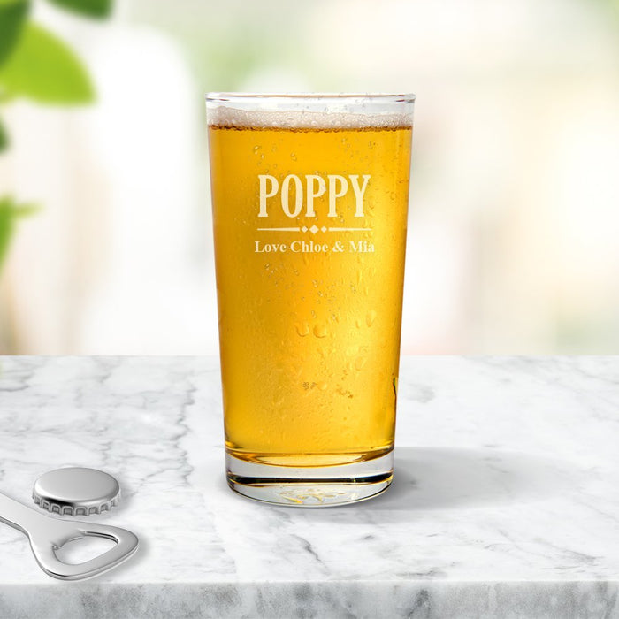 Poppy Engraved Pint Glass