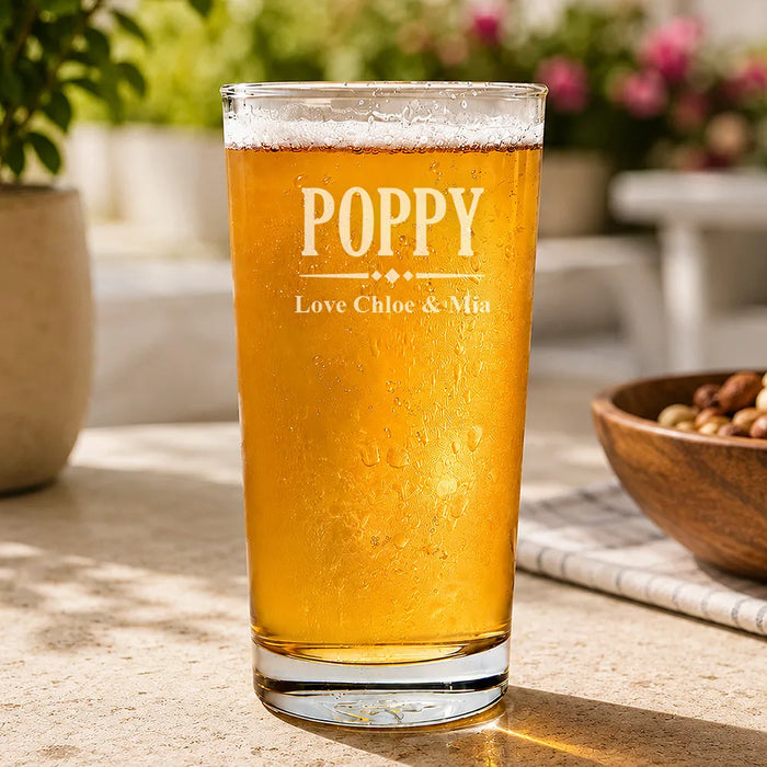 Poppy Engraved Pint Glass