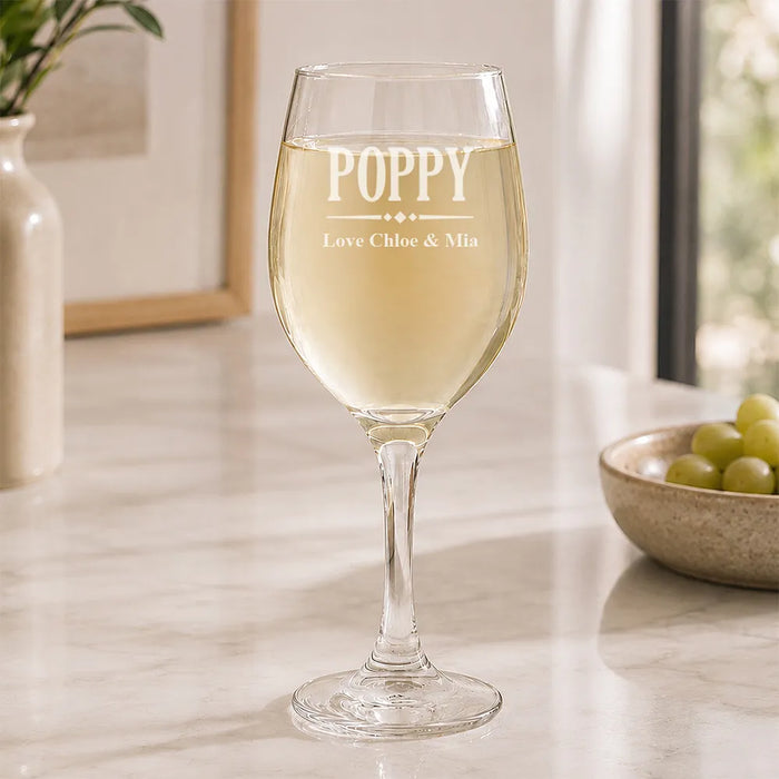 Poppy Engraved Wine Glass