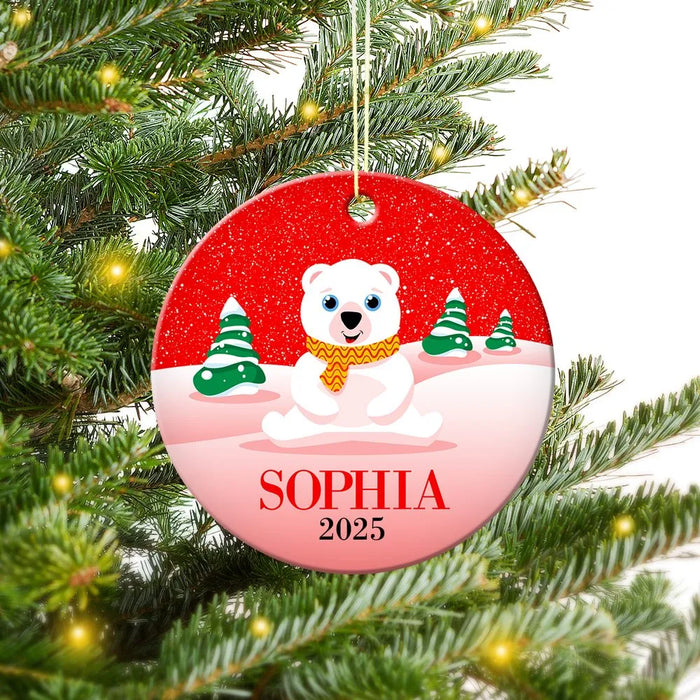 Red Snow Round Porcelain Ornament