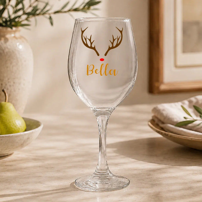 Reindeer Coloured Wine Glass
