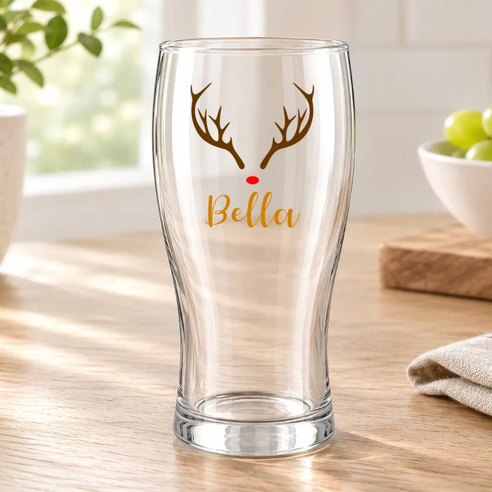 Reindeer Coloured Standard Beer Glass