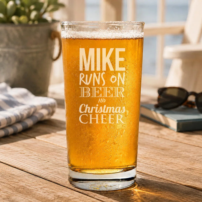 Runs On Engraved Pint Glass