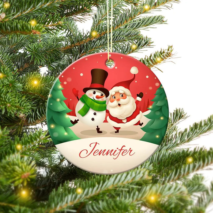 Santa Classic Round Porcelain Ornament