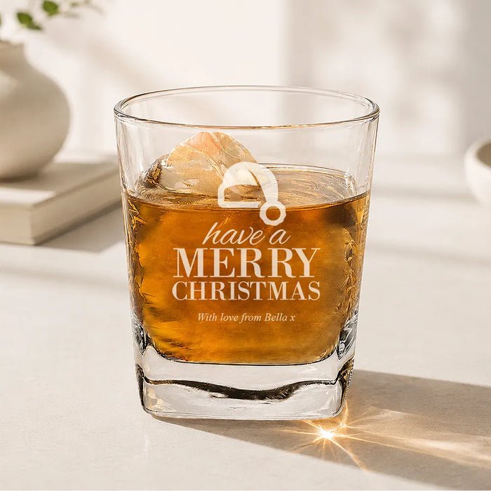 Santa Hat Engraved Tumbler Glass