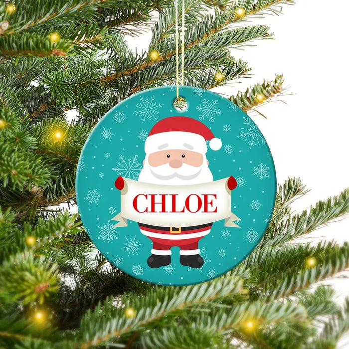 Santa Sign Round Porcelain Ornament