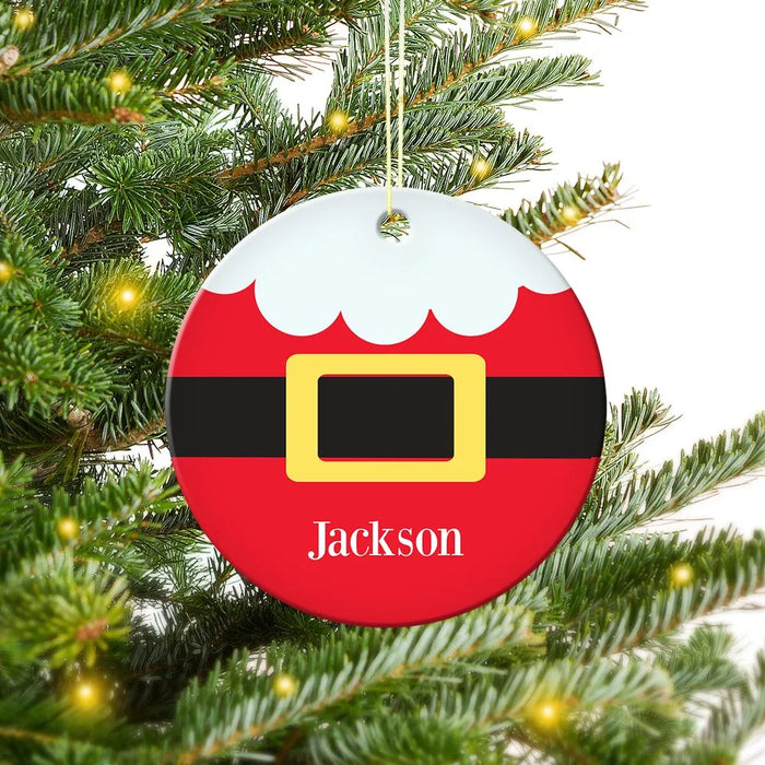 Santa Suit Round Porcelain Ornament