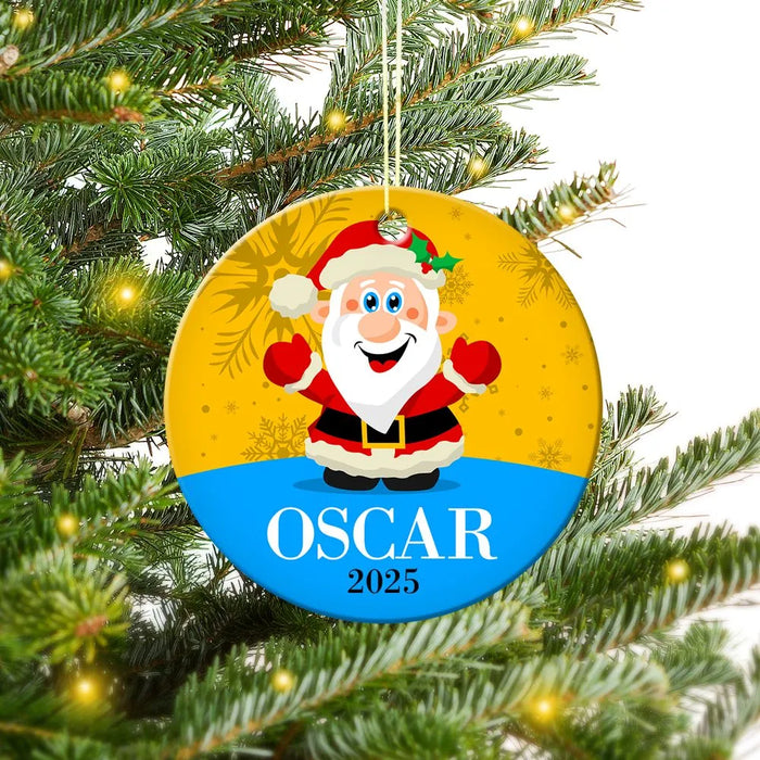 Santa Round Porcelain Ornament