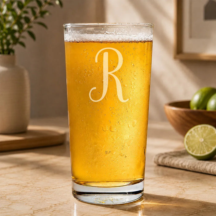 Initial Engraved Pint Glass
