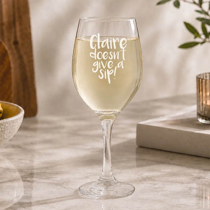 Sip Engraved Wine Glass
