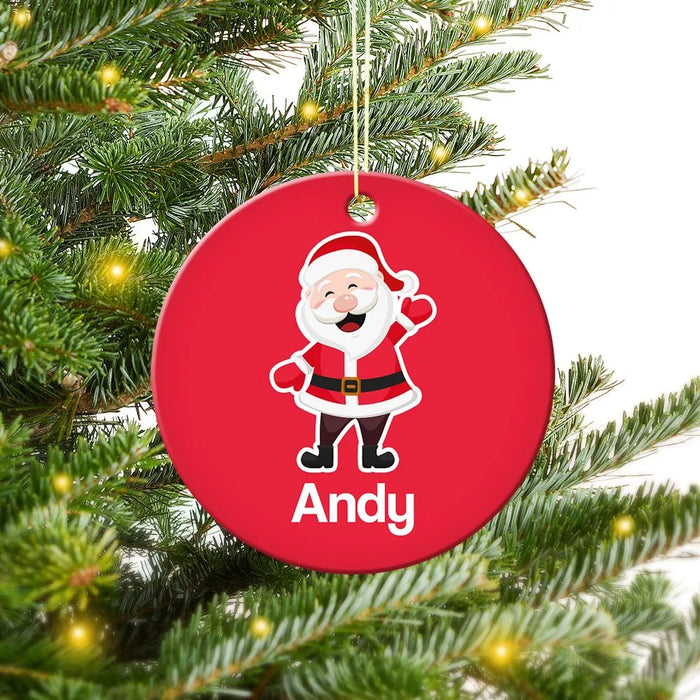 Smiling Santa Round Porcelain Ornament