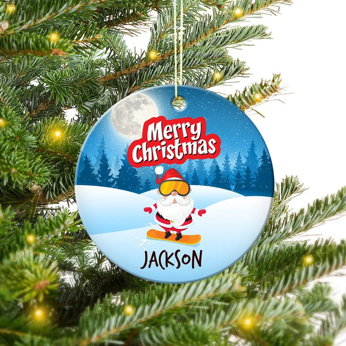 Snowboard Round Porcelain Ornament