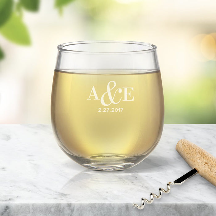 Special Date Engraved Stemless Wine Glass