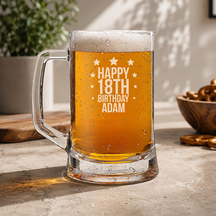 Star Birthday Glass Beer Mug