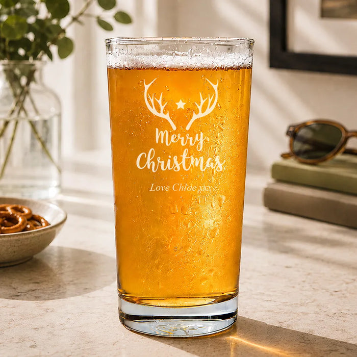 Star Engraved Pint Glass