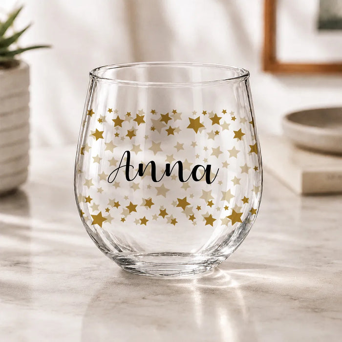 Stars Coloured Stemless Wine Glass