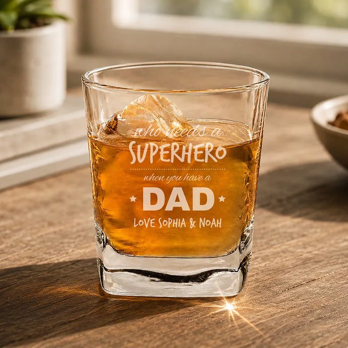 Superhero Engraved Tumbler Glass