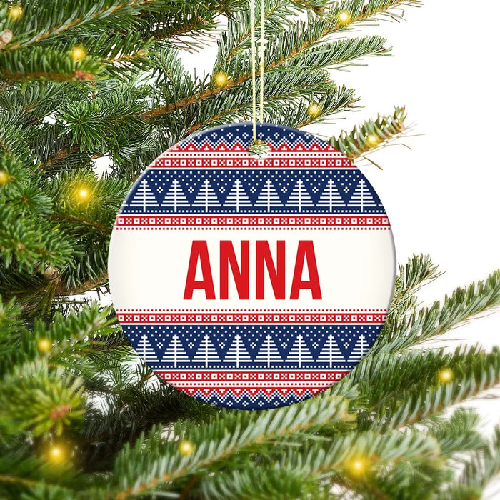 Sweater Pattern Round Porcelain Ornament