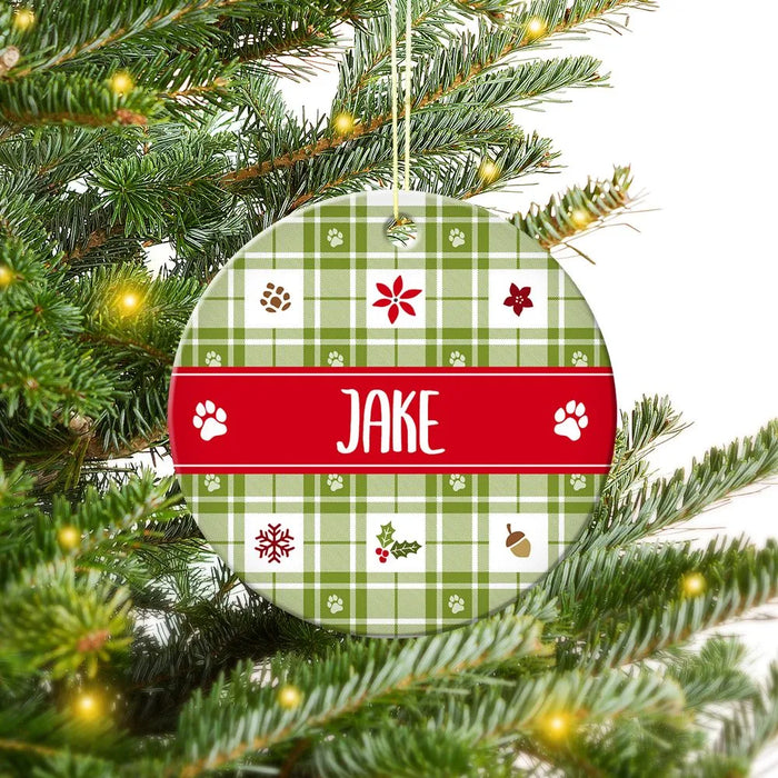 Tartan Round Porcelain Ornament