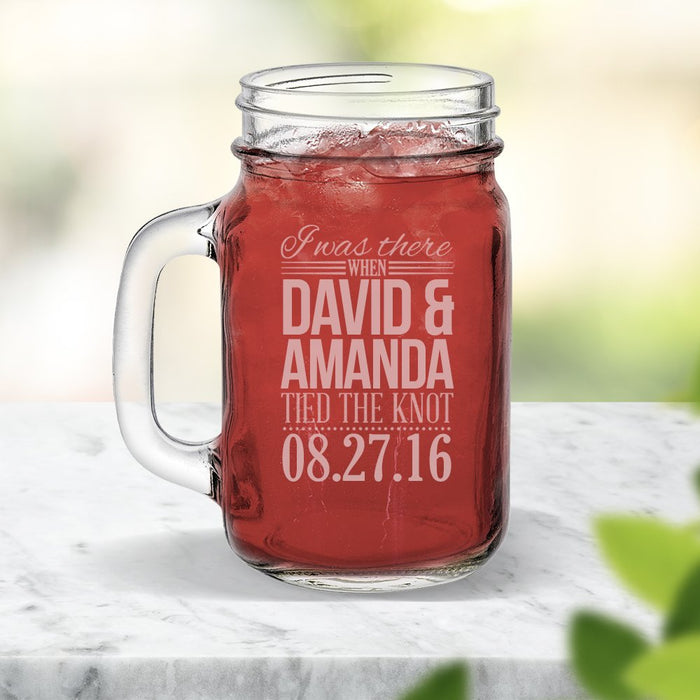 Tied the Knot Engraved Mason Jars