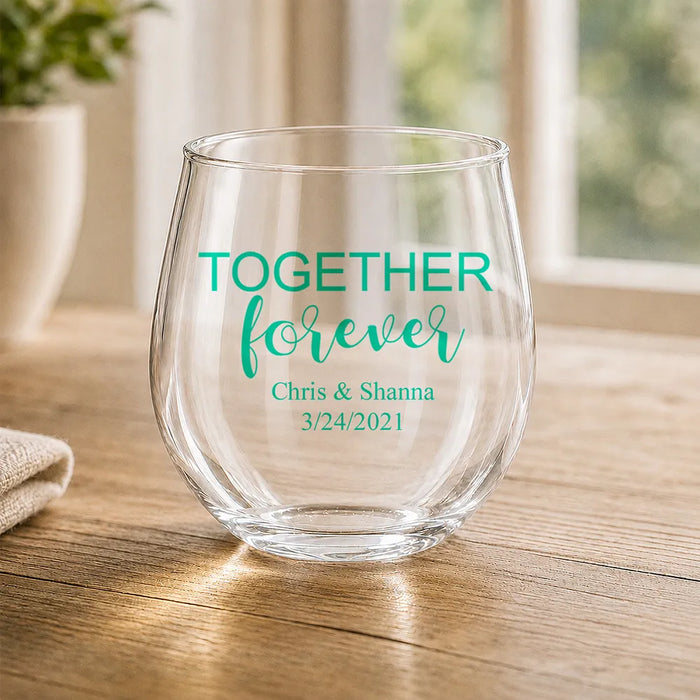 Together Forever Coloured Stemless Wine Glass