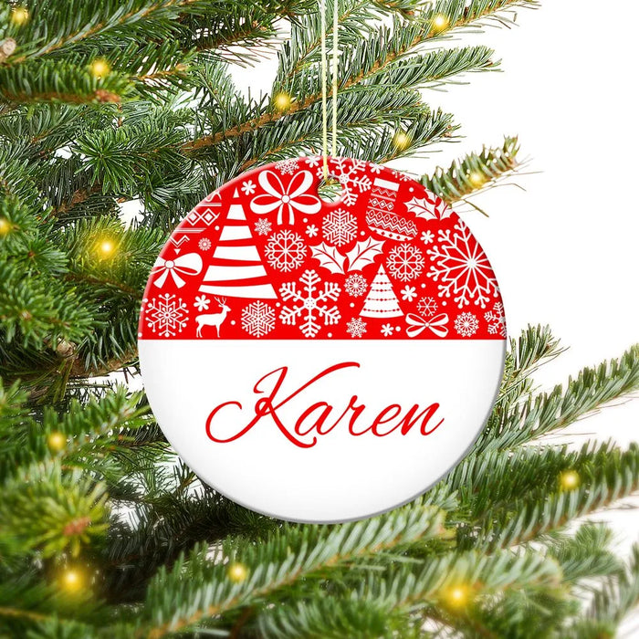 Tree Pattern Round Porcelain Ornament