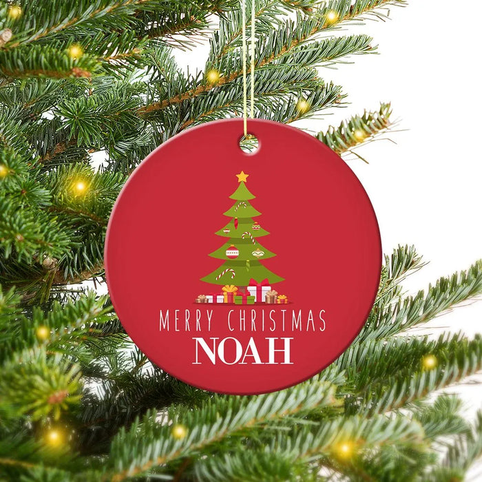 Tree Round Porcelain Ornament