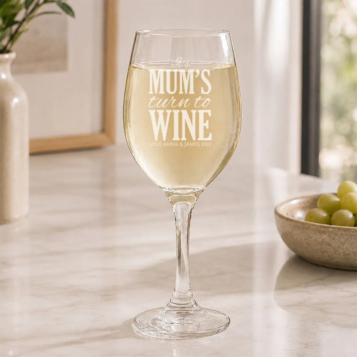 Turn To Engraved Wine Glass
