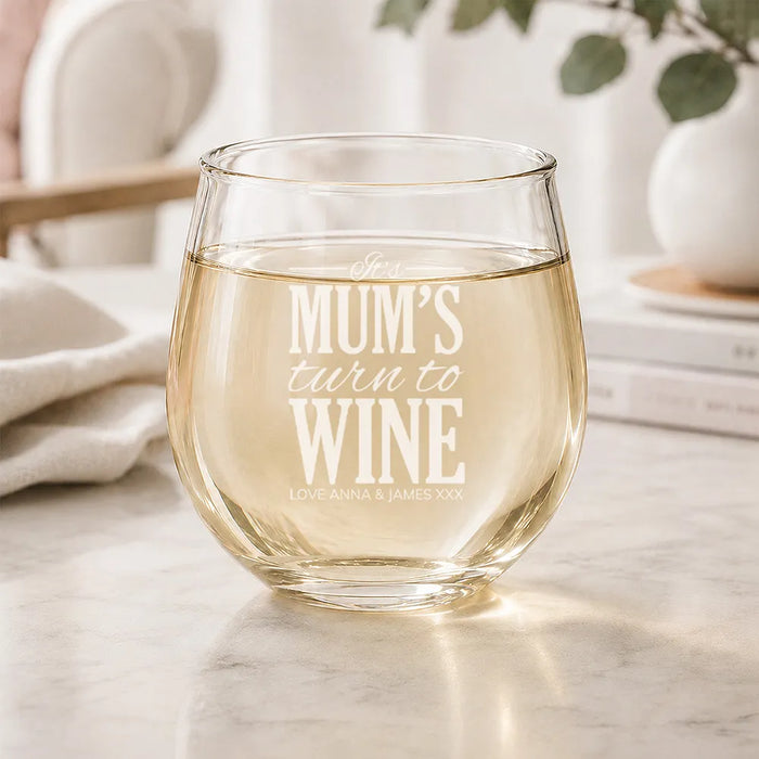 Turn To Engraved Stemless Wine Glass
