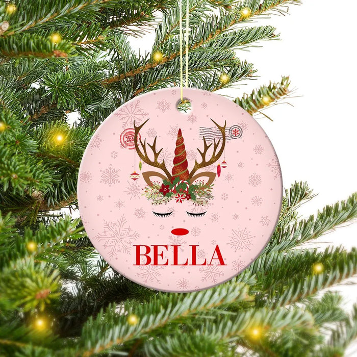 Unicorn Round Porcelain Ornament
