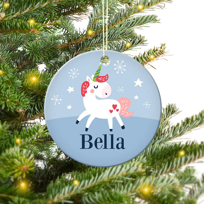 Unicorn Round Porcelain Ornament