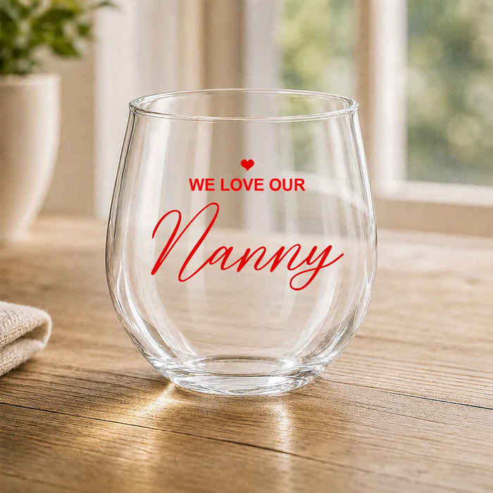 We Love Our Coloured Stemless Wine Glass