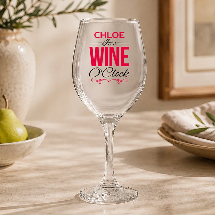 Wine O'Clock Coloured Wine Glass