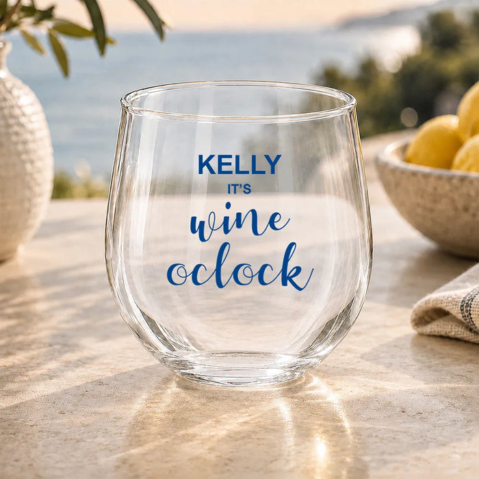 Wine Time Coloured Stemless Wine Glass