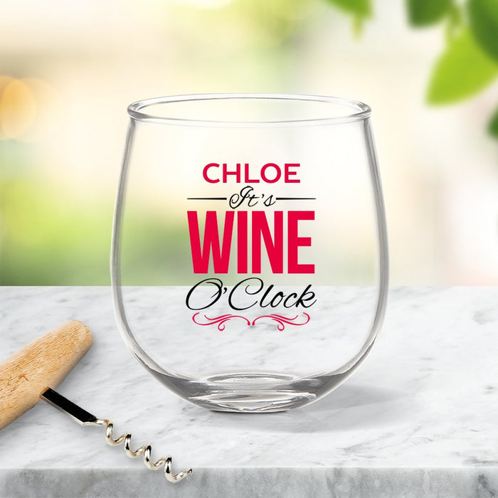 Wine O'Clock Coloured Stemless Wine Glass