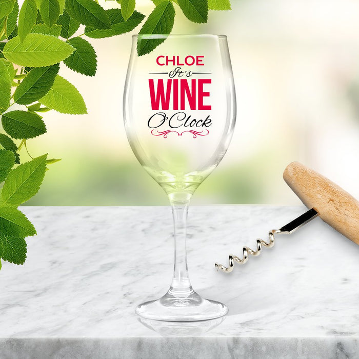 Wine O'Clock Coloured Wine Glass