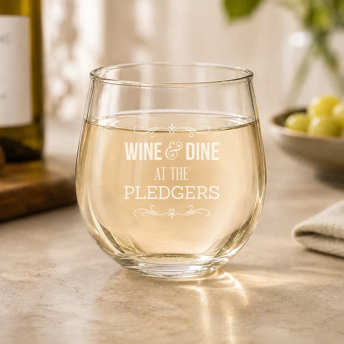 Wine & Dine Engraved Stemless Wine Glass