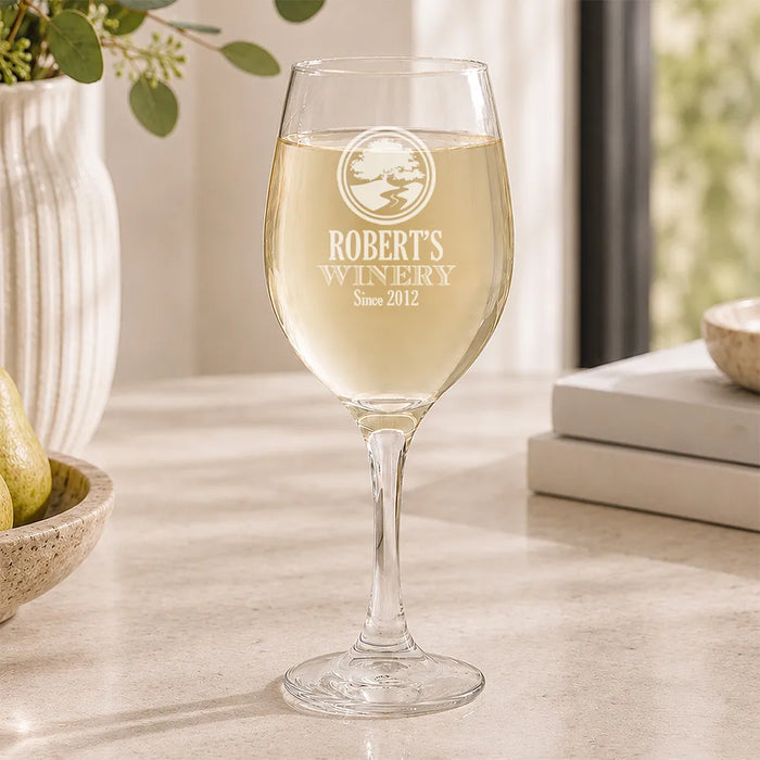 Winery Engraved Wine Glass