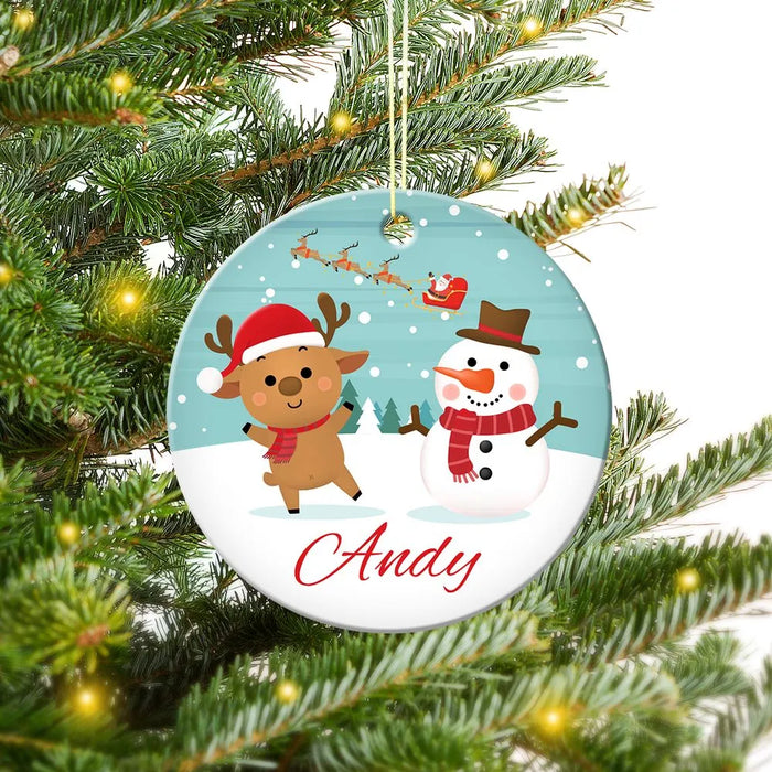 Winter Round Porcelain Ornament