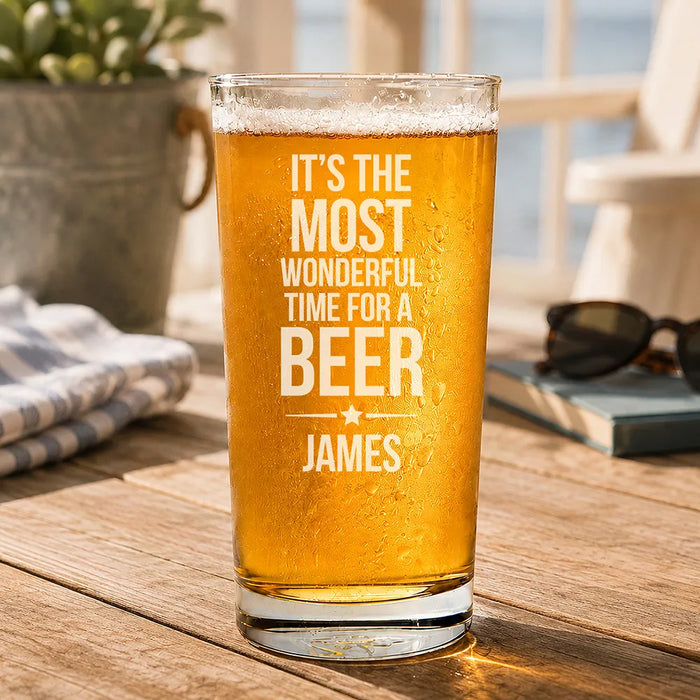 Wonderful Time Engraved Pint Glass
