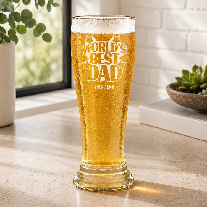 World's Best Dad Engraved Premium Beer Glass