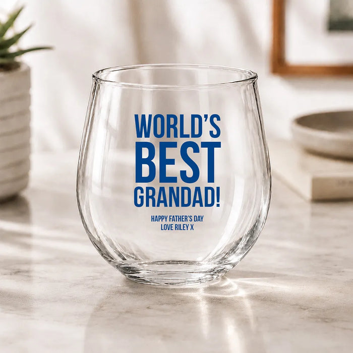 Best Grandad Coloured Stemless Wine Glass