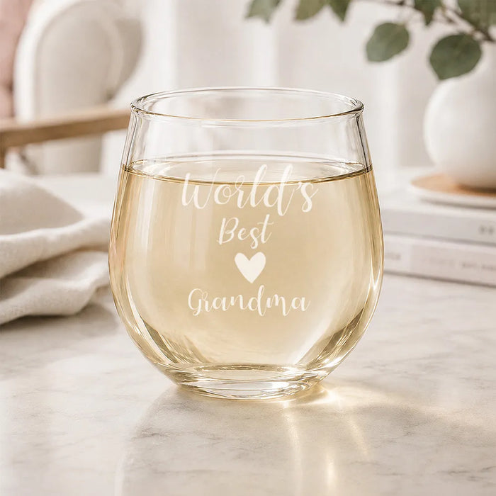 World's Best Engraved Stemless Wine Glass