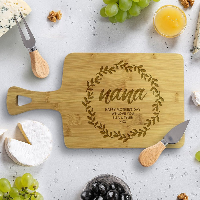 Wreath Rectangle Bamboo Serving Board