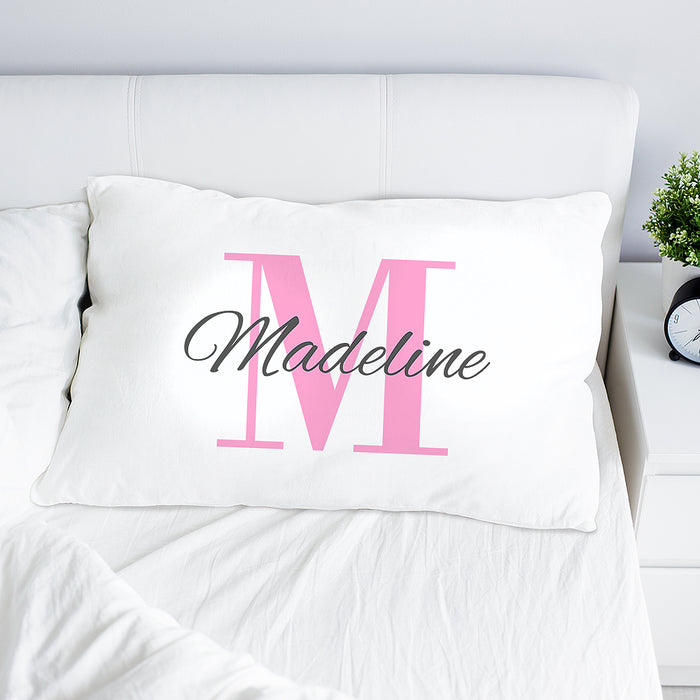 Pink Monogram Pillow Case