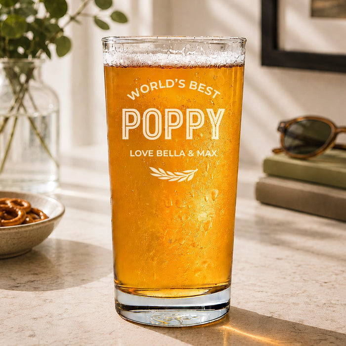 World's Best Classic Engraved Pint Glass