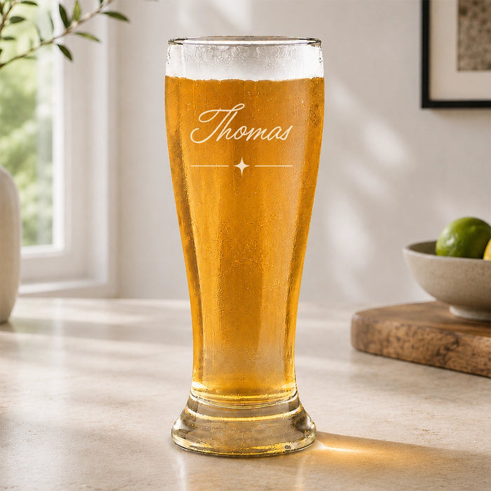 Name Script Engraved Premium Beer Glass