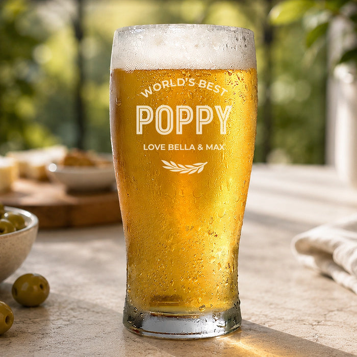 World's Best Classic Engraved Standard Beer Glass