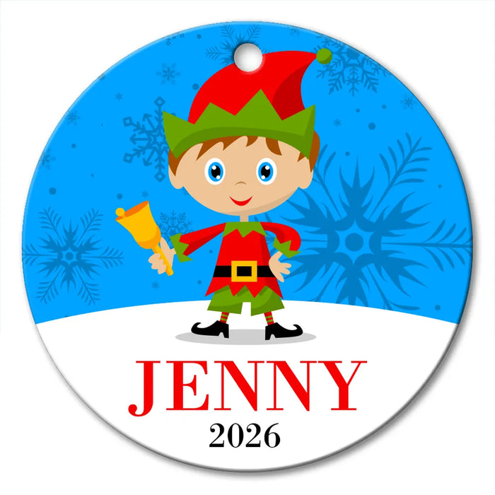 Elf Round Porcelain Ornament